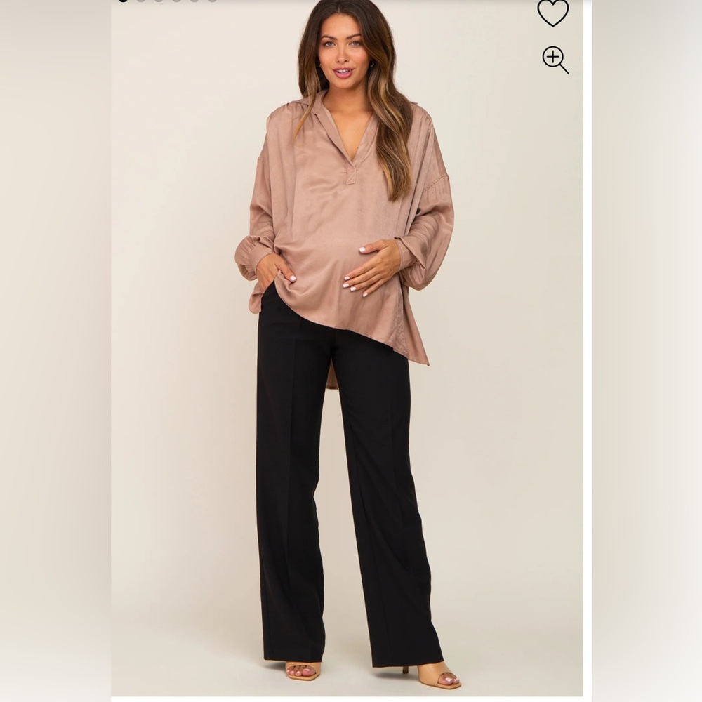 Black Full Length Wide Leg Maternity Pants